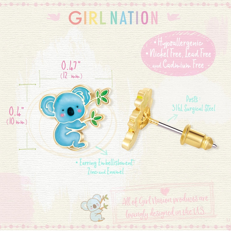 Girl Nation Cutie Stud Earrings - Cutie Koala