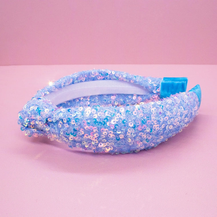 Frog Sac Sparkly Sequin Knot Headband - Blue