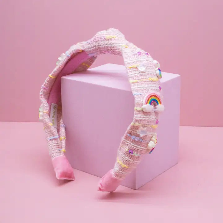 Frog Sac Unicorn Knotted Headband - Rainbow Knot