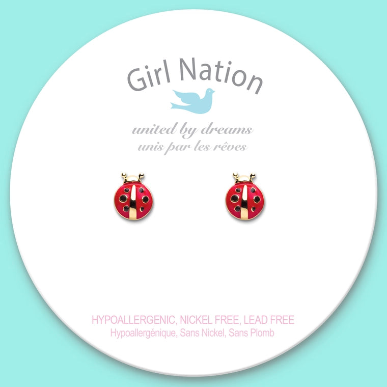 Girl Nation Cutie Stud Earrings - Little Ladybug