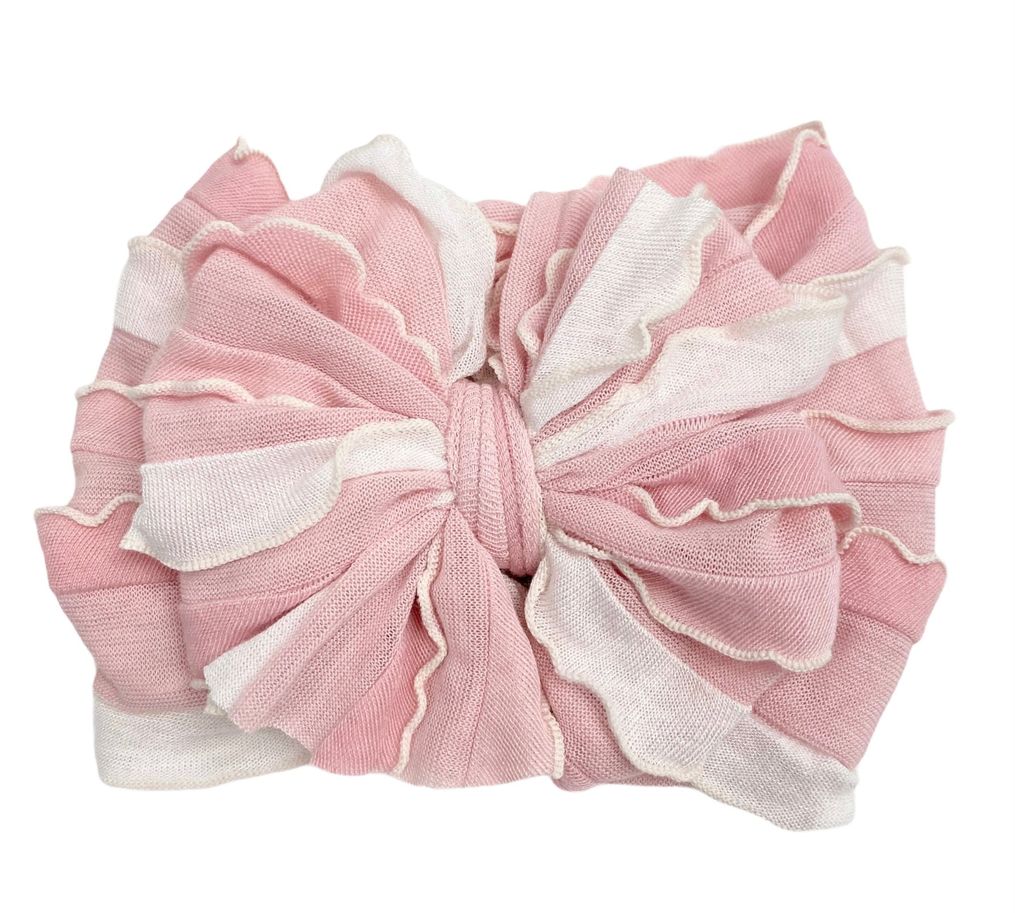 In Awe Couture Ruffled Headband - Tickled Pink Stripe