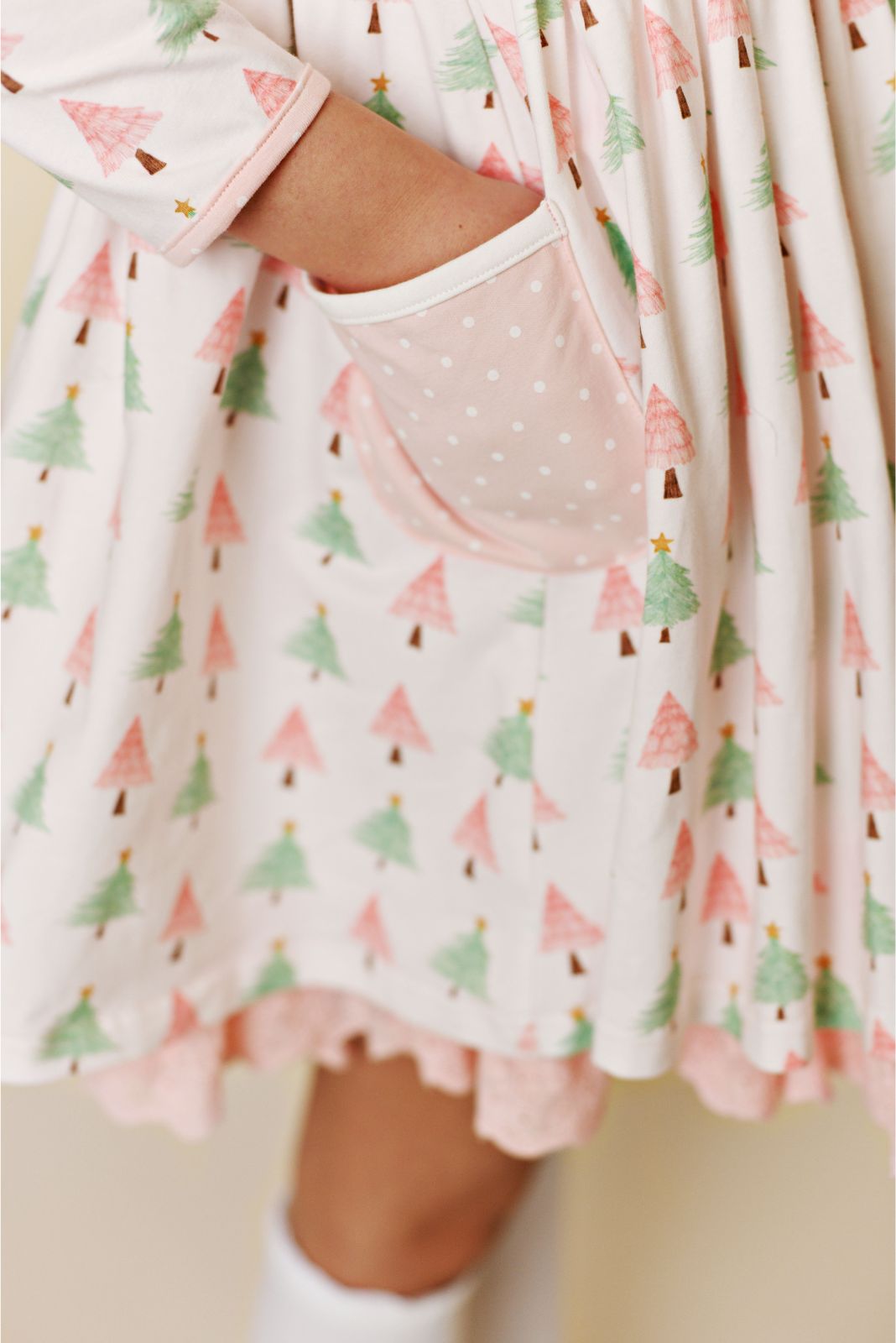 Swoon Baby Pink Christmas Bliss Pocket Eyelet Dress Style 23-56
