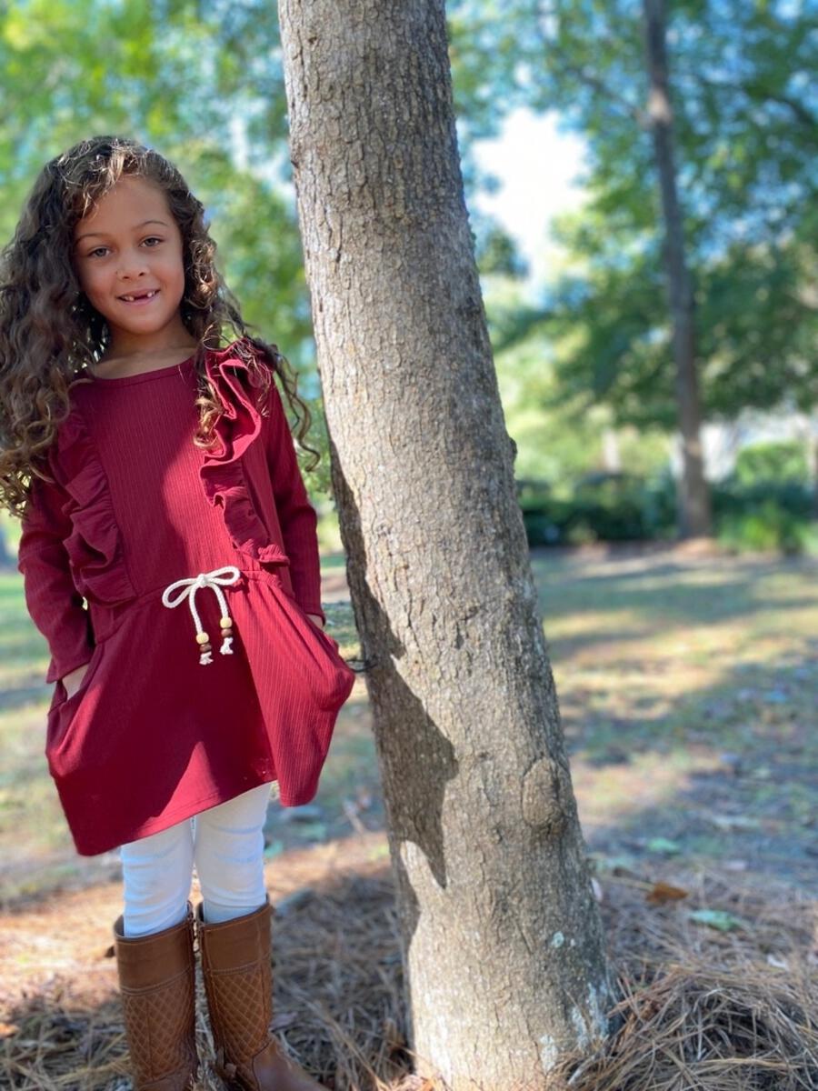 Vignette Girls Celine Dress - Burgundy