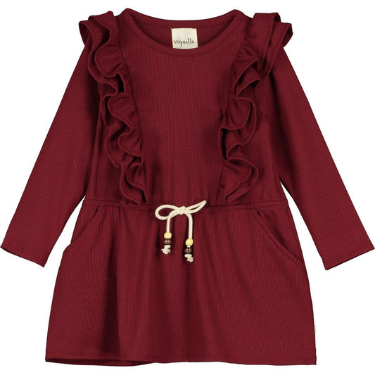 Vignette Girls Celine Dress - Burgundy