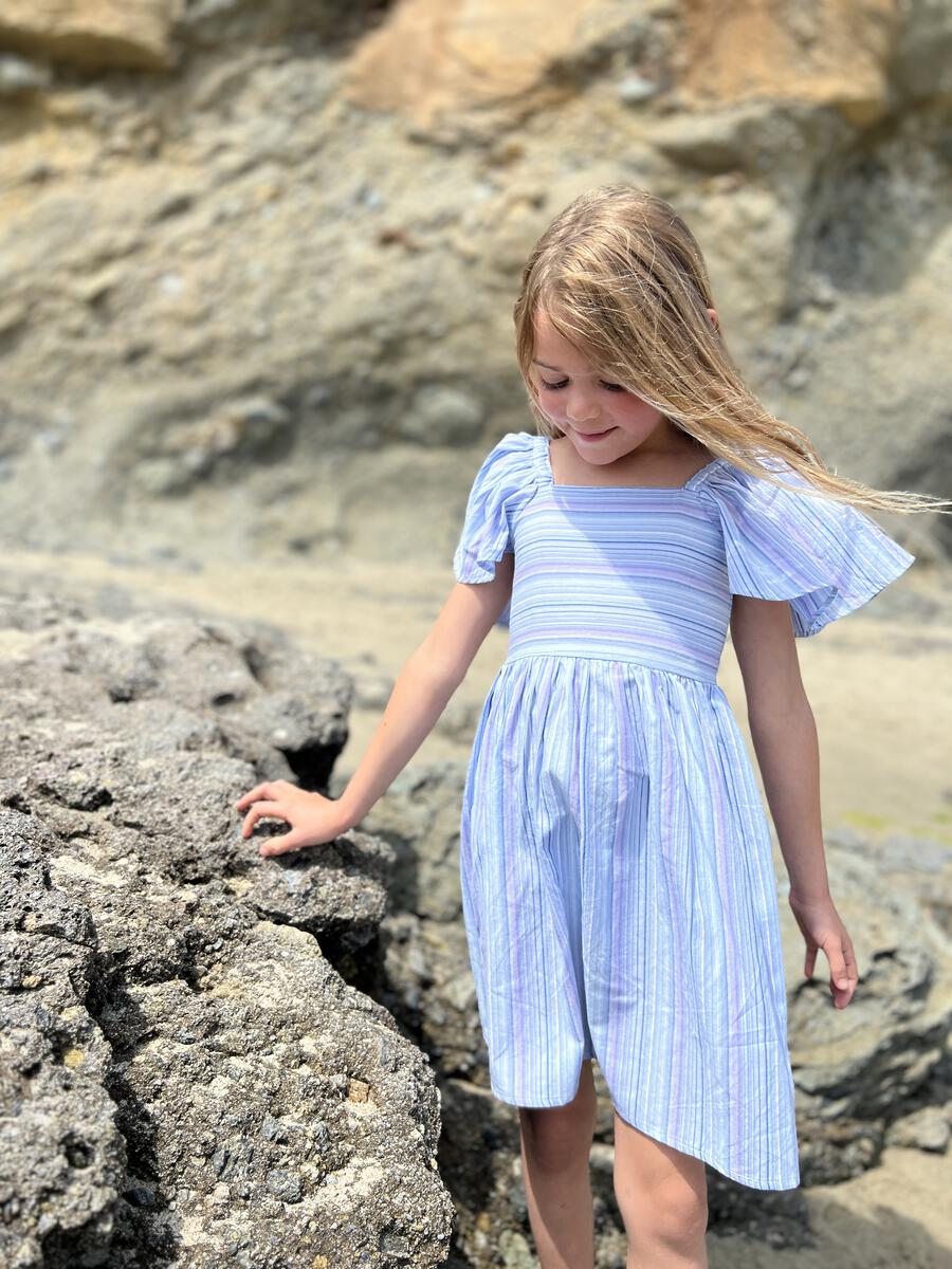 Vignette Girls Hallie Dress - Lavender Stripe
