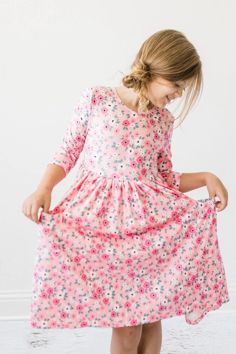 mila and rose dresses Girls' Flower Farm 3/4 Sleeve Pocket Twirl Dress Size: 2T Toddler By Mila & Rose