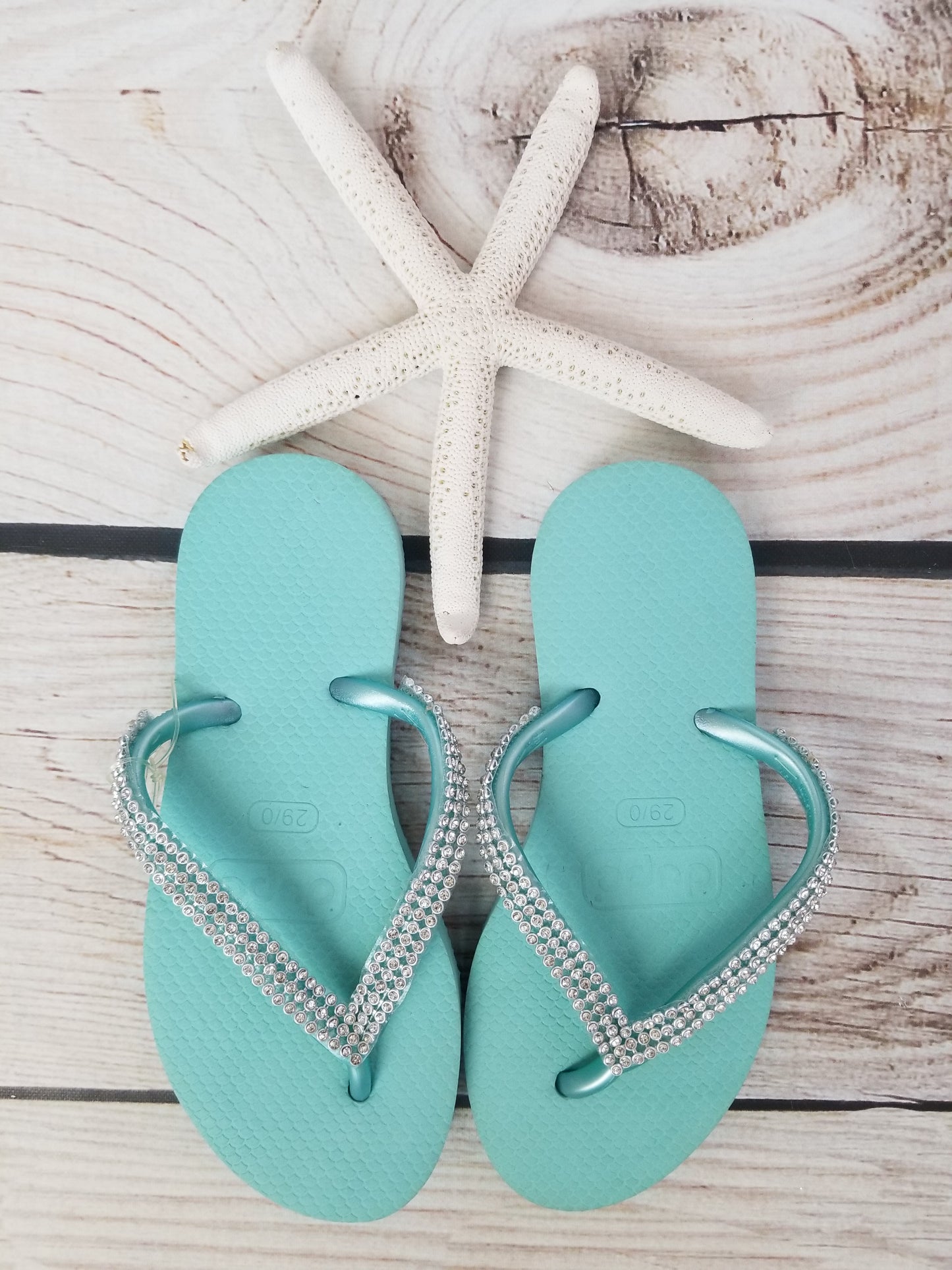 Planet Sea Aqua Crystal Flip Flops