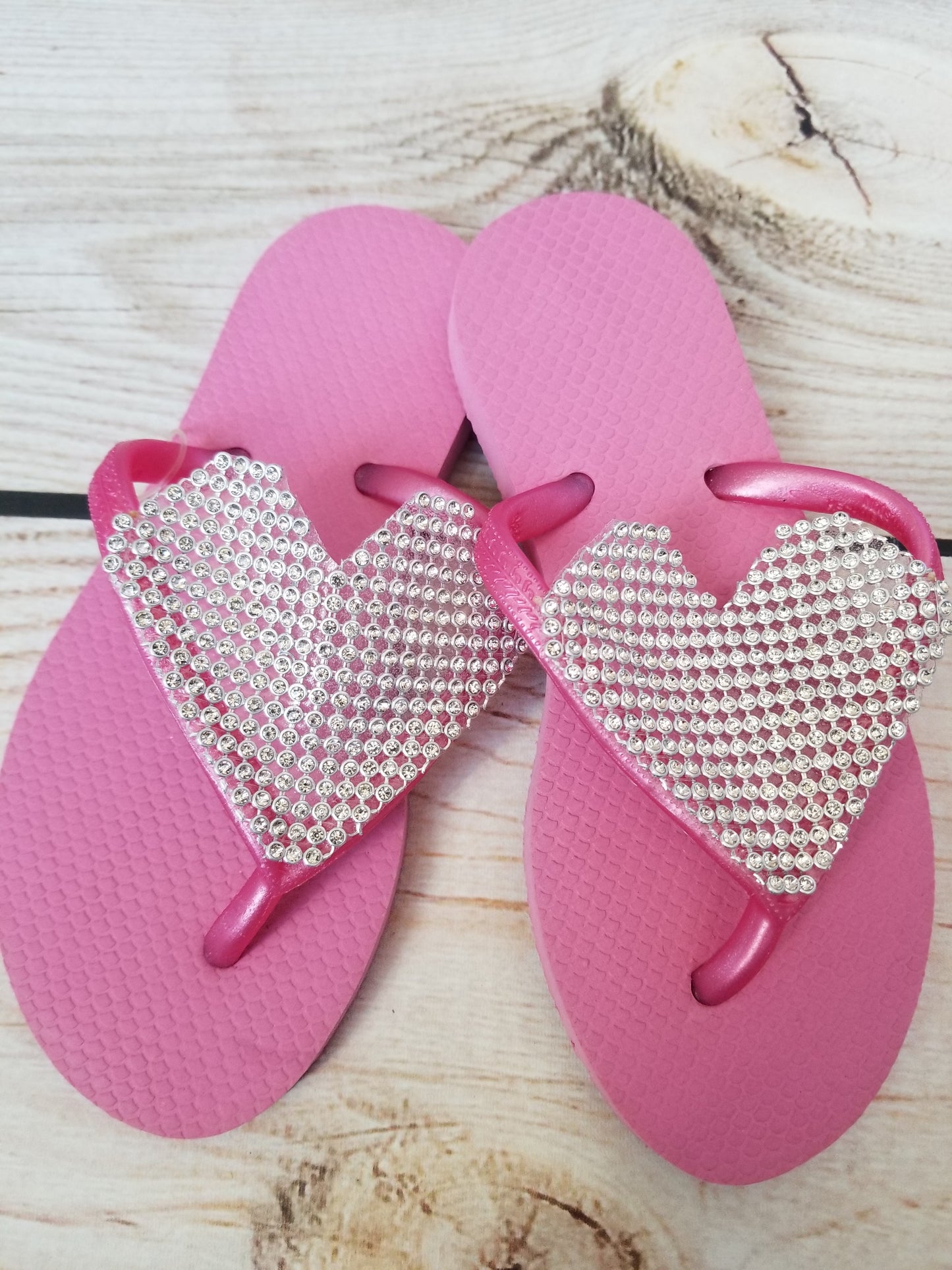 Planet Sea Light Silver Heart Flip Flops