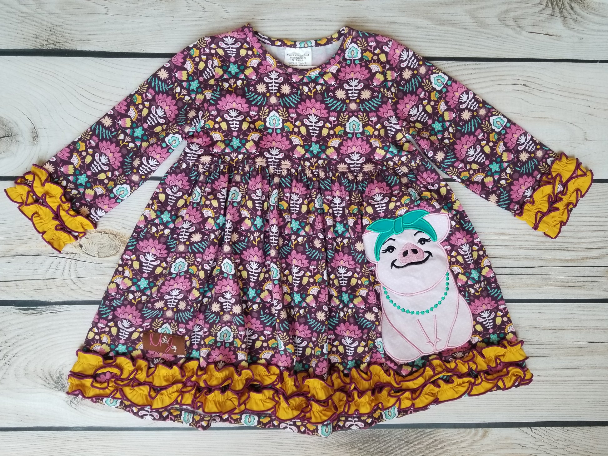 Millie Jay Polly the Pig Applique Dress