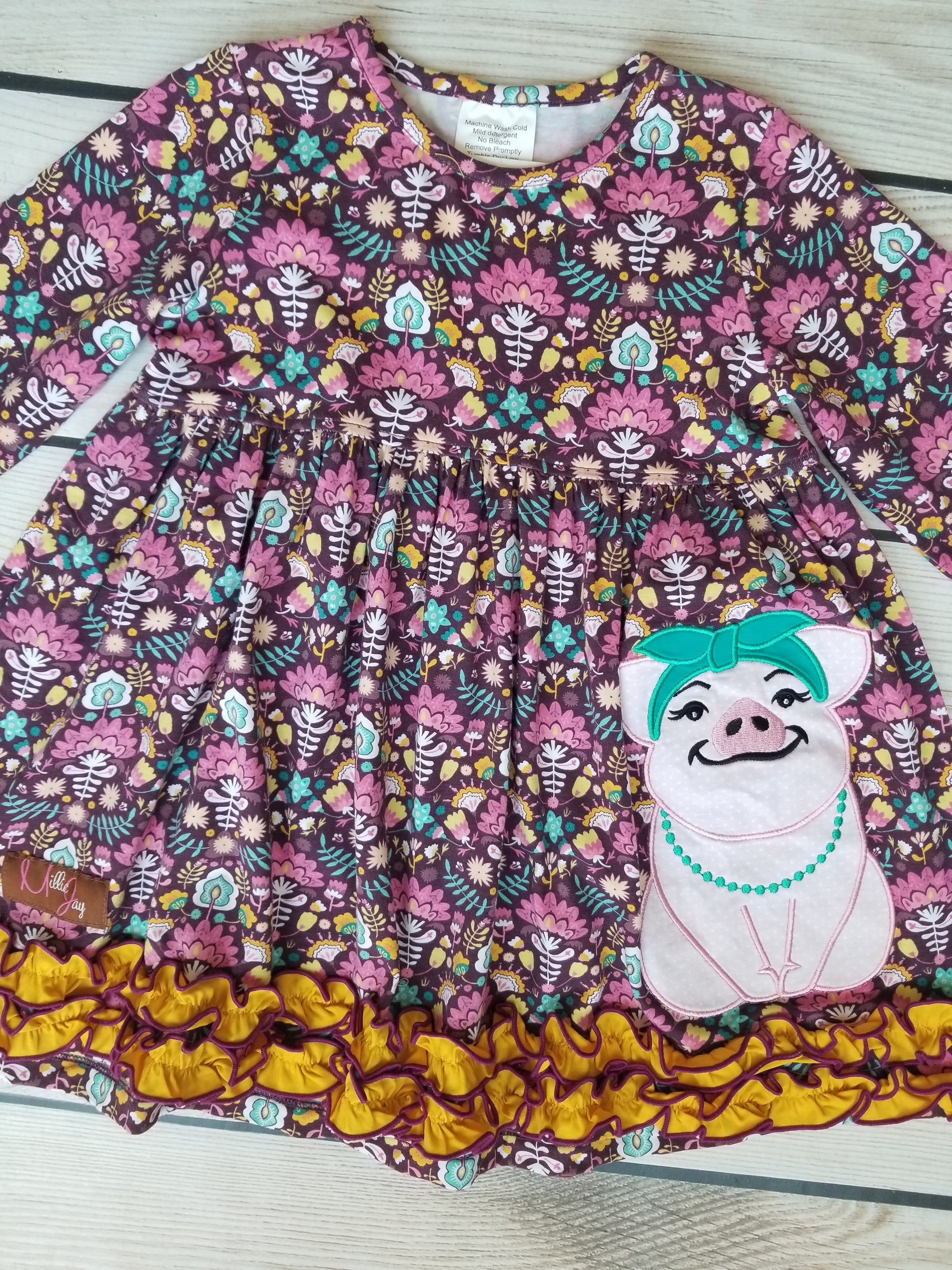 Millie Jay Polly the Pig Applique Dress