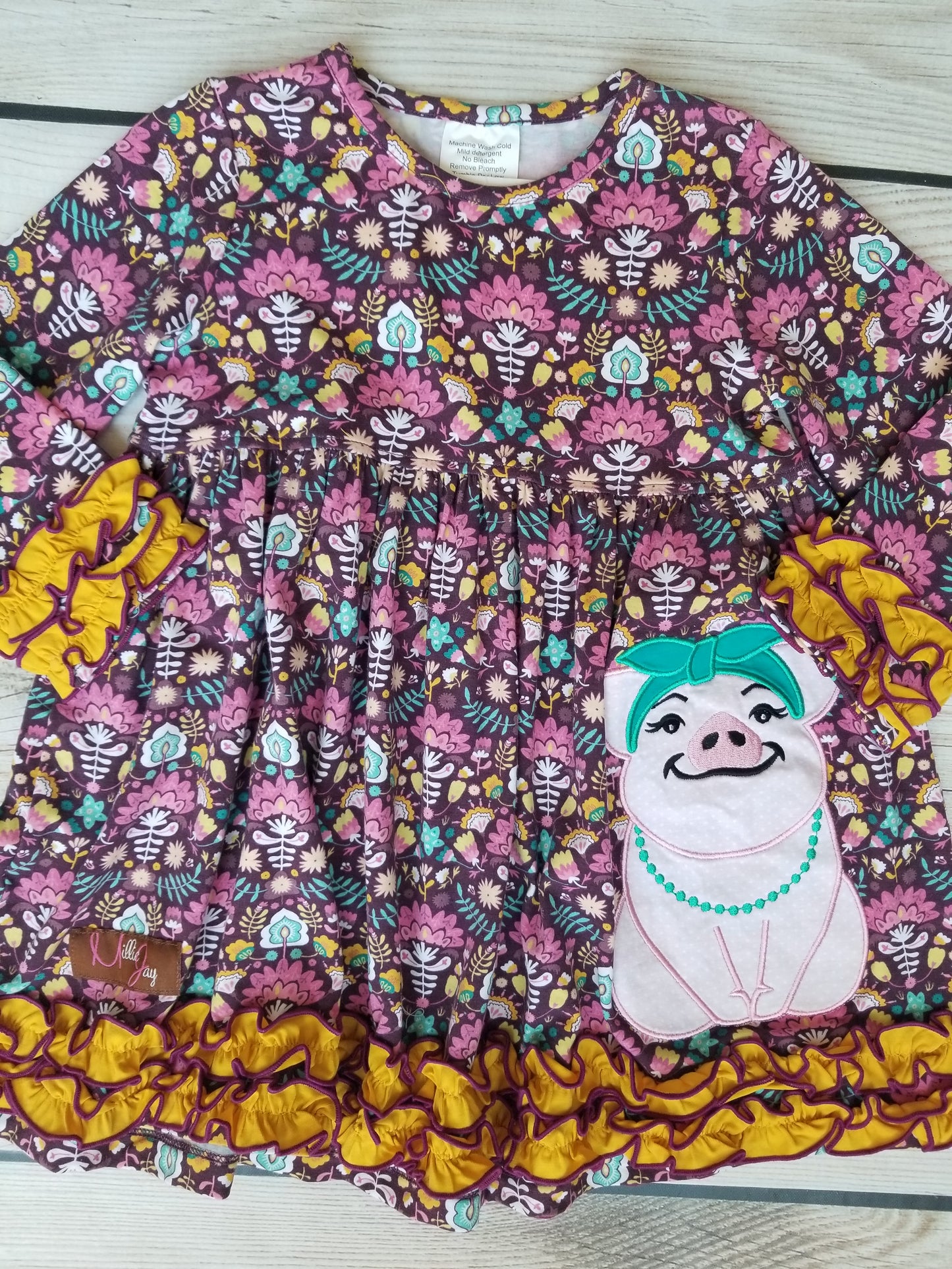 Millie Jay Polly the Pig Applique Dress
