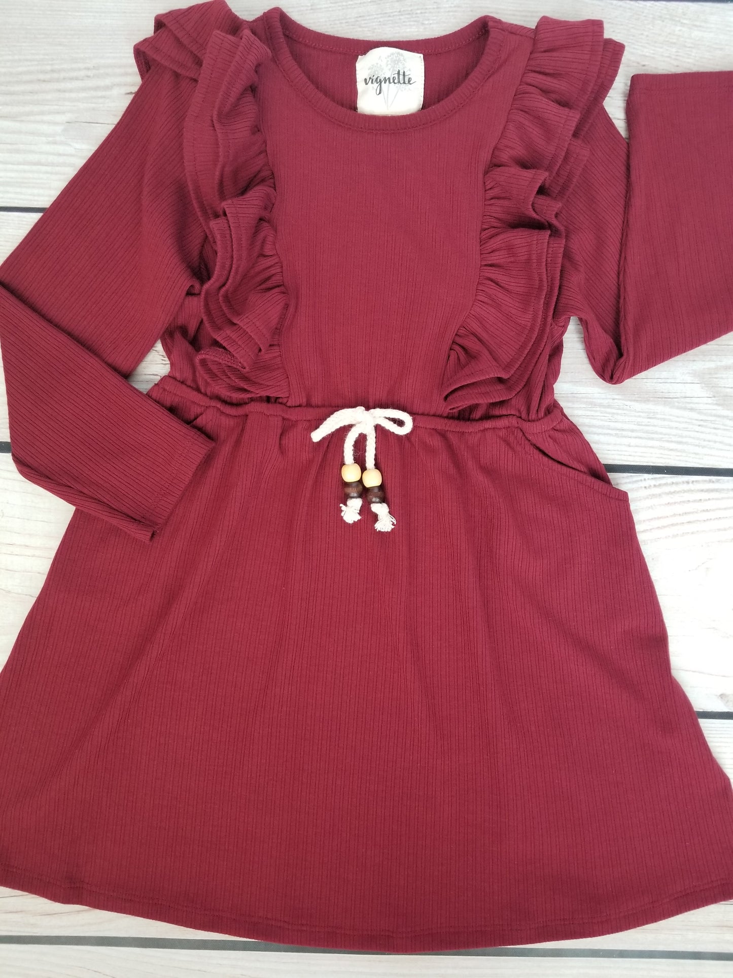 Vignette Girls Celine Dress - Burgundy