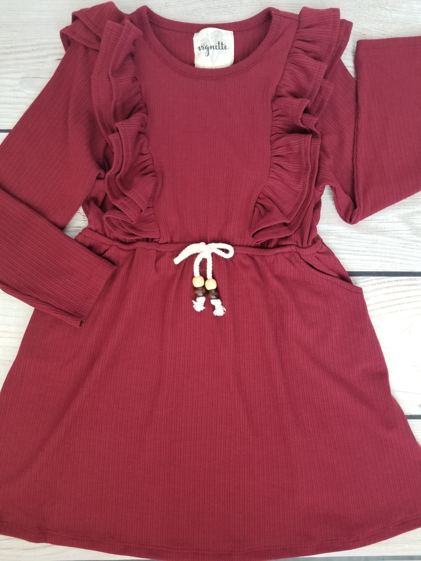 Vignette Girls Celine Dress - Burgundy