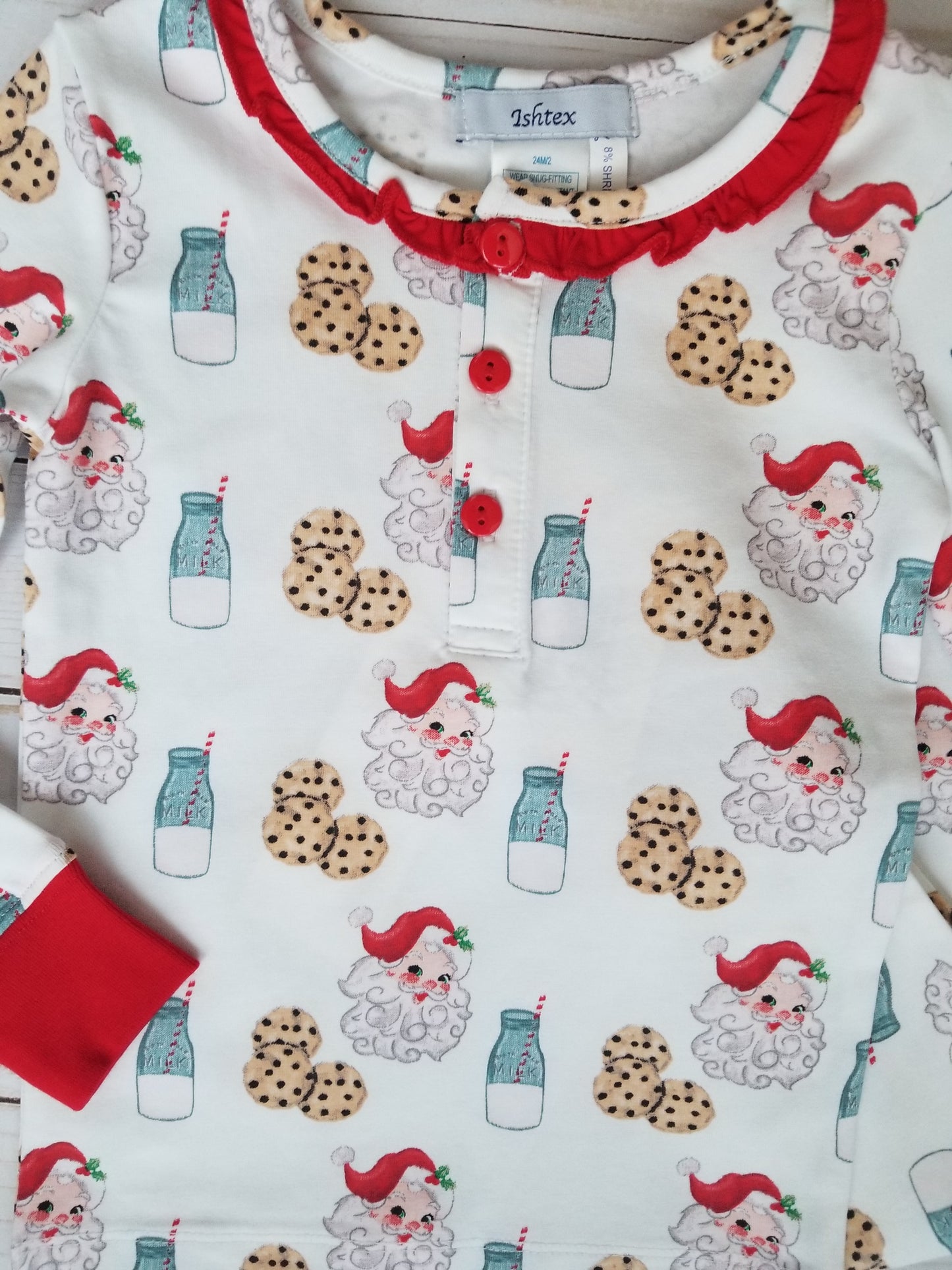 Ishtex Santa Milk and Cookies Girls Pajama 2PC Set
