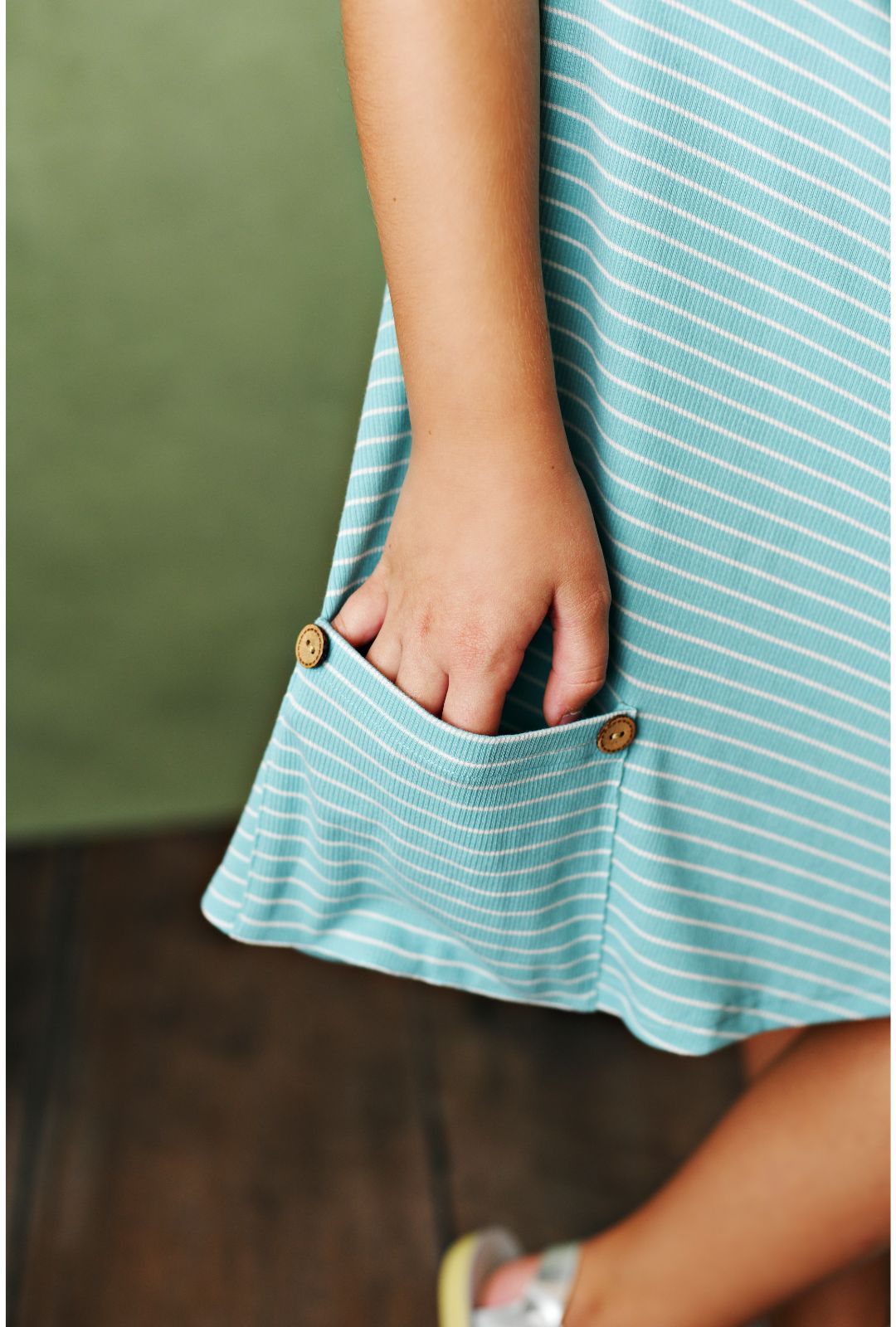 Serendipity Sky Girlie Ribbed Short Sleeve Pocket Dress Style 22-78