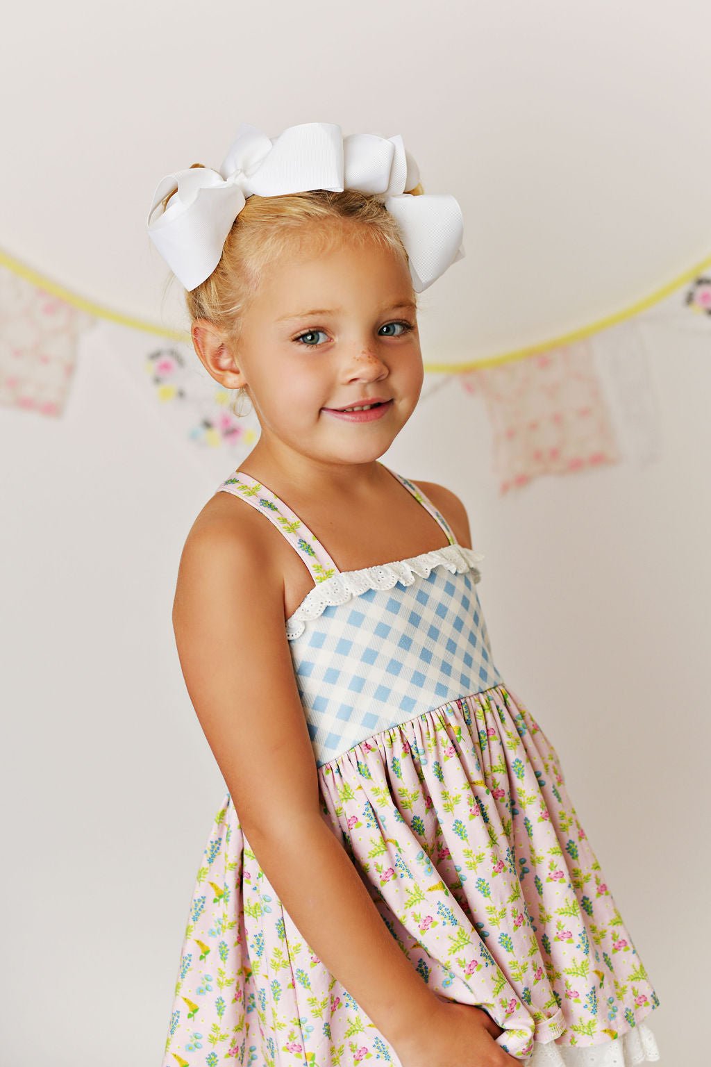 Serendipity Clothing Blue Bonnet Eyelet Trim Tunic Top with Shorties
