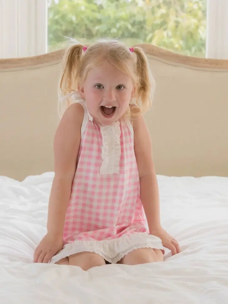Sugar Bee Blanks Gown with Bloomers - Pink Gingham