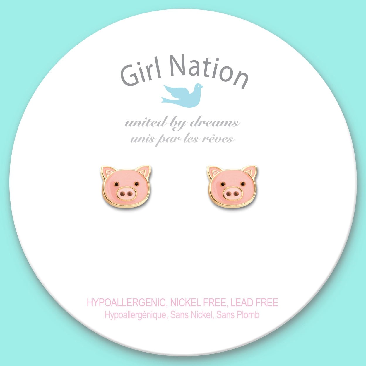 Girl Nation Cutie Stud Earrings - Precious Pig