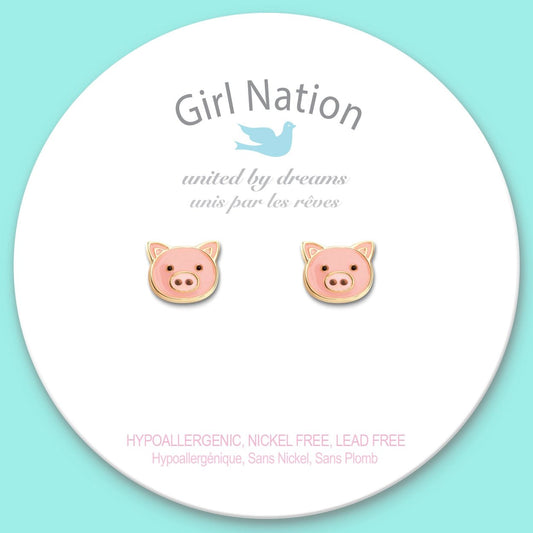 Girl Nation Cutie Stud Earrings - Precious Pig