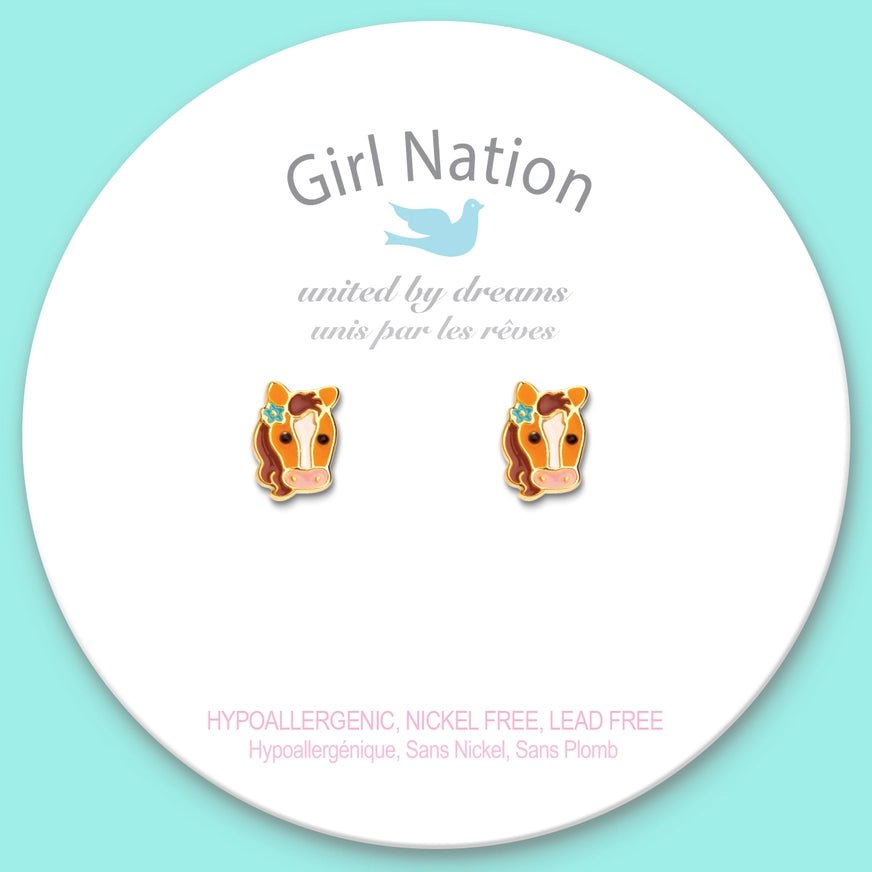 Girl Nation Cutie Stud Earrings - Pretty Pony