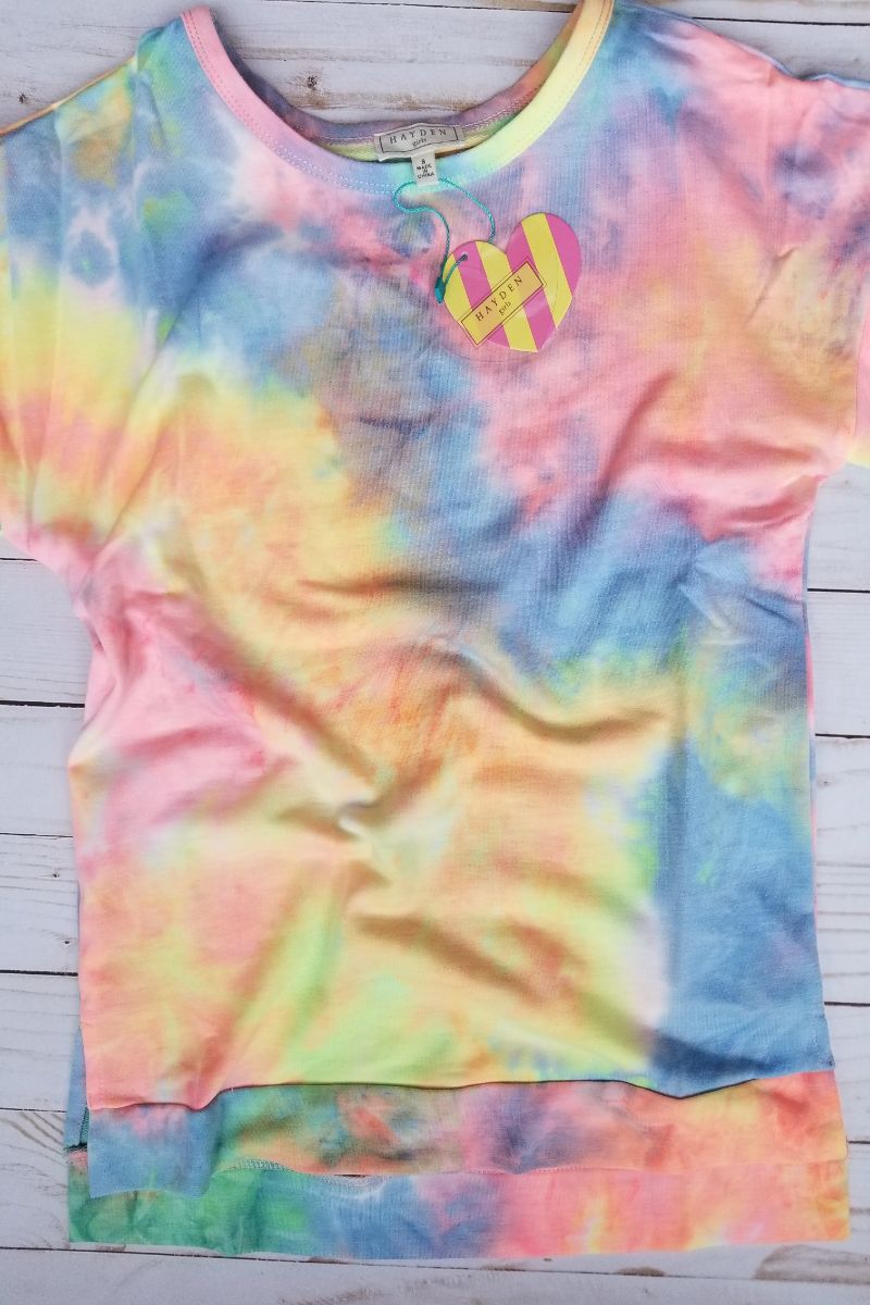 Hayden Girls Neon Tie Dye Banded Knit Top