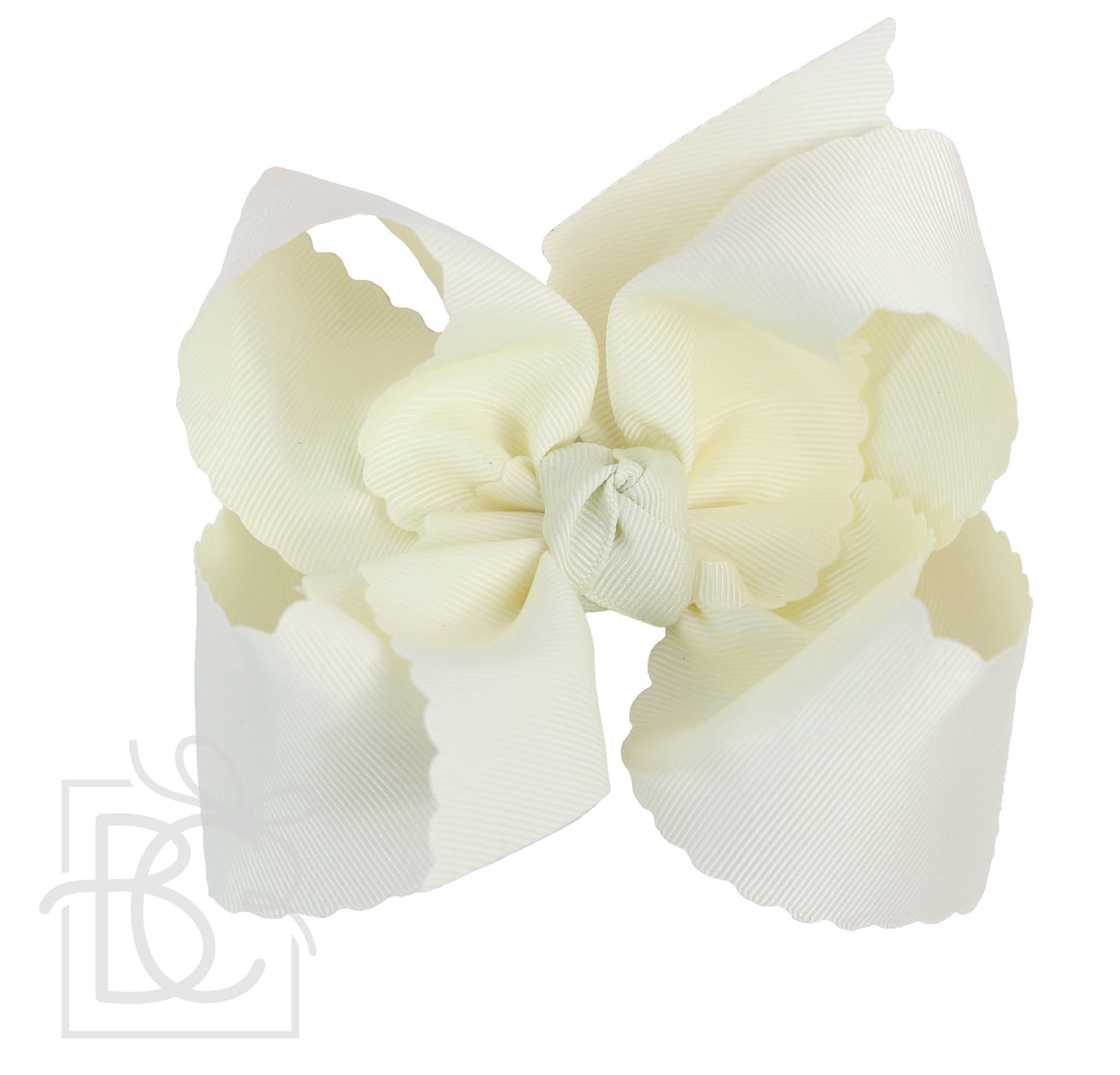 Beyond Creations 5.5" Extra Large Scalloped Edge Bow On Clip - Antique White