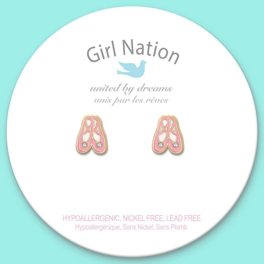 Girl Nation Cutie Stud Earrings - Ballet Slippers