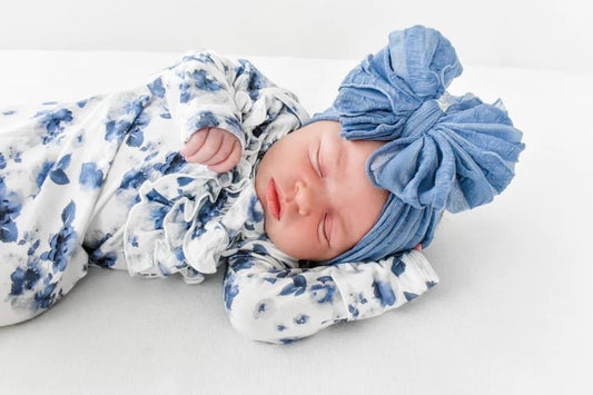 In Awe Couture Denim Ruffled Headband