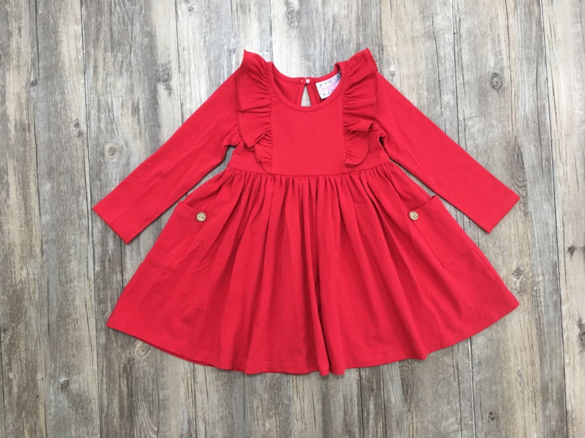Serendipity Clothing Red Bella Picot Pocket Dress