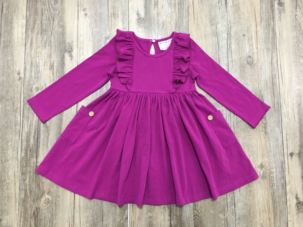 Serendipity Clothing Plum Bella Picot Pocket Dress Style 22-76