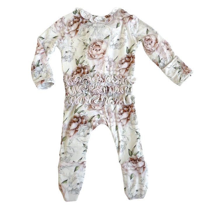 Rockin Royalty Baby Floral Dreams Ruffle Zip Footie