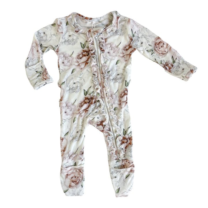 Rockin Royalty Baby Floral Dreams Ruffle Zip Footie