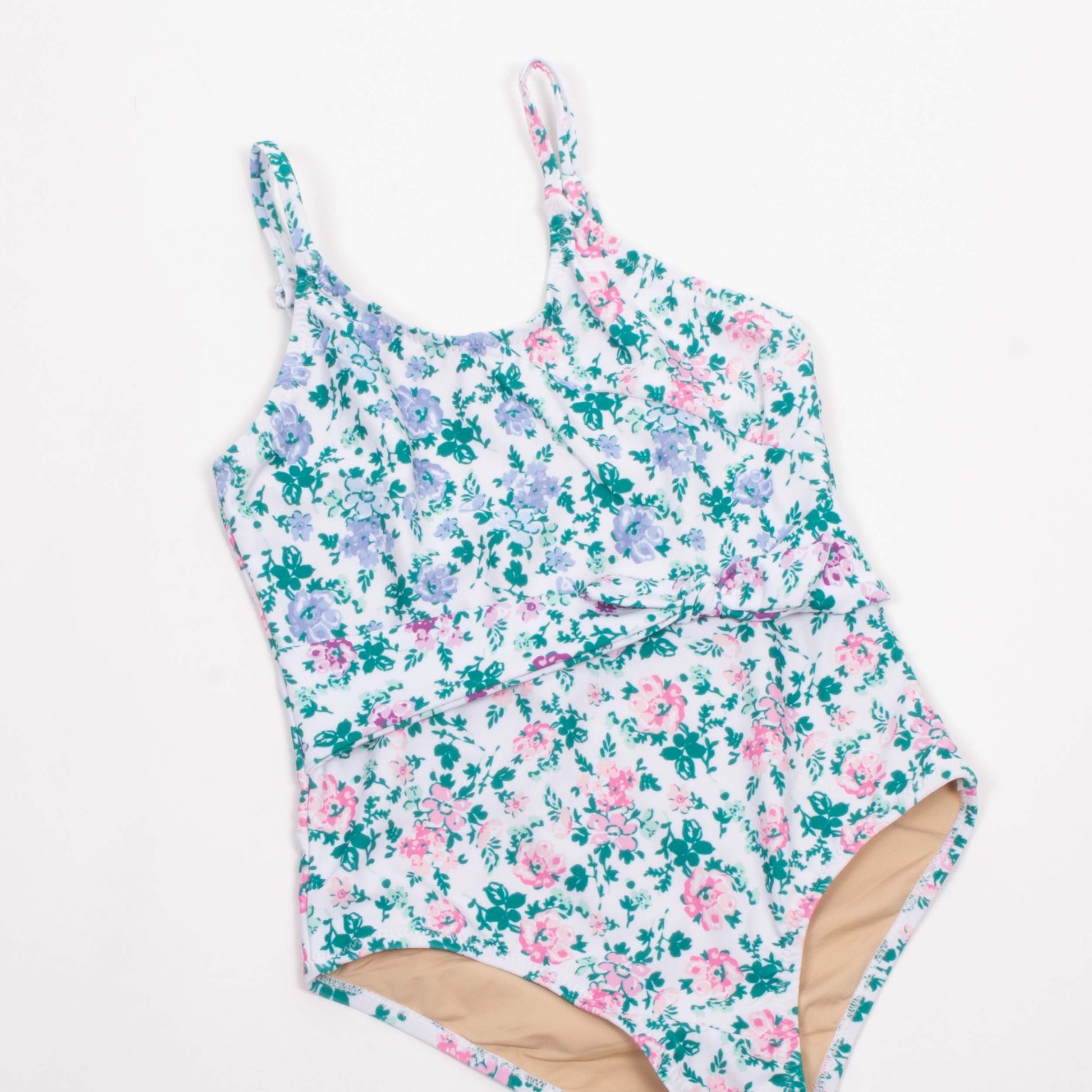 Shade Critters Floral Patchwork Faux Wrap One Piece Swimsuit