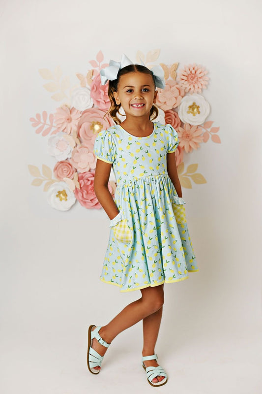 Swoon Baby Lemonade Peony Bow Pocket Dress