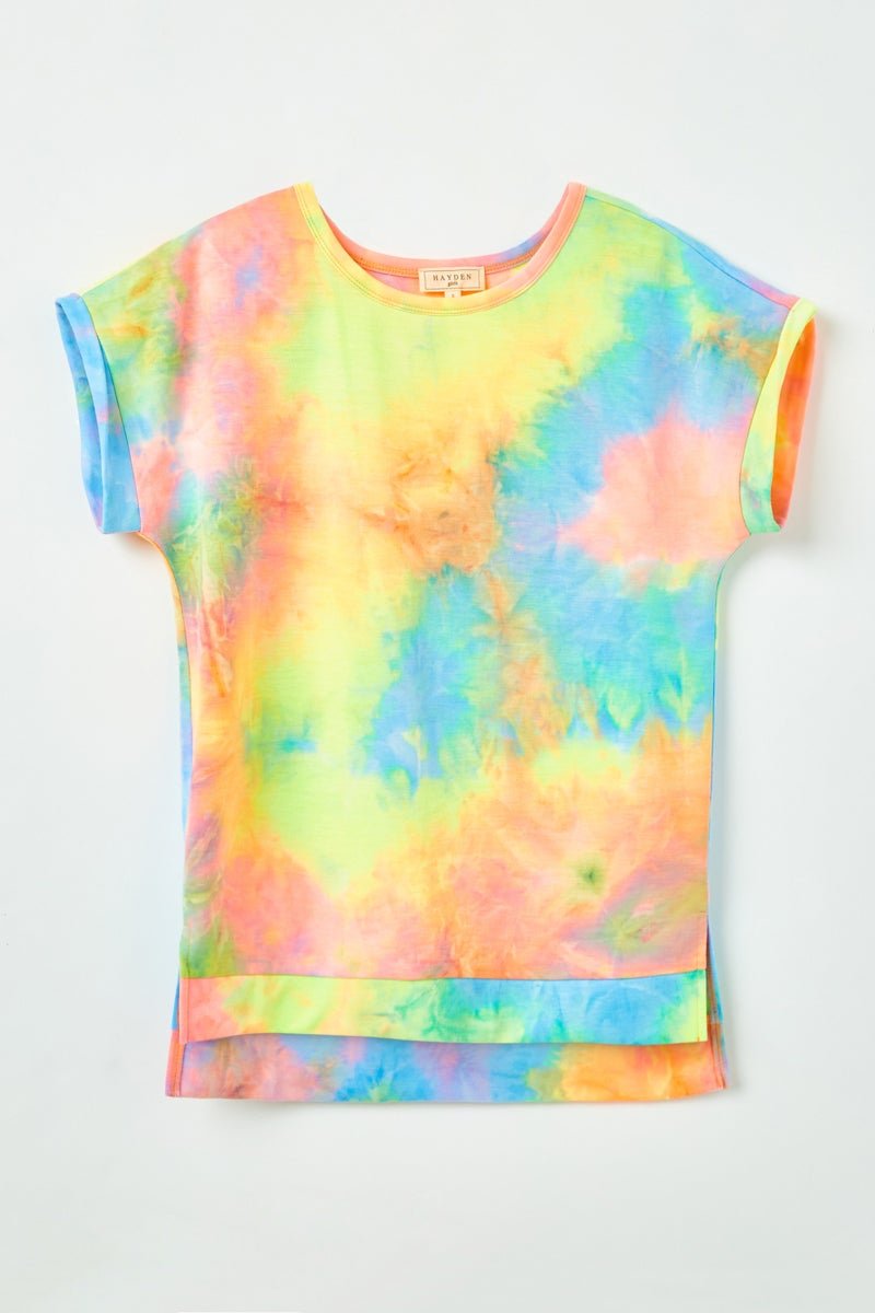Hayden Girls Neon Tie Dye Banded Knit Top