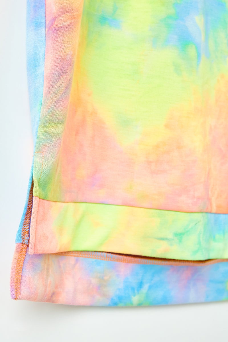 Hayden Girls Neon Tie Dye Banded Knit Top