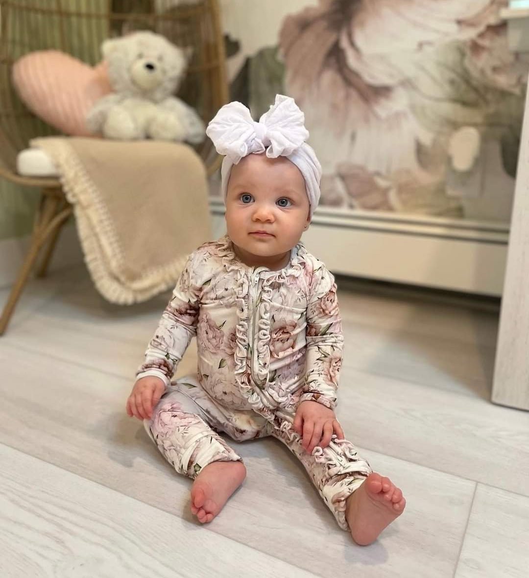 Rockin Royalty Baby Floral Dreams Ruffle Zip Footie