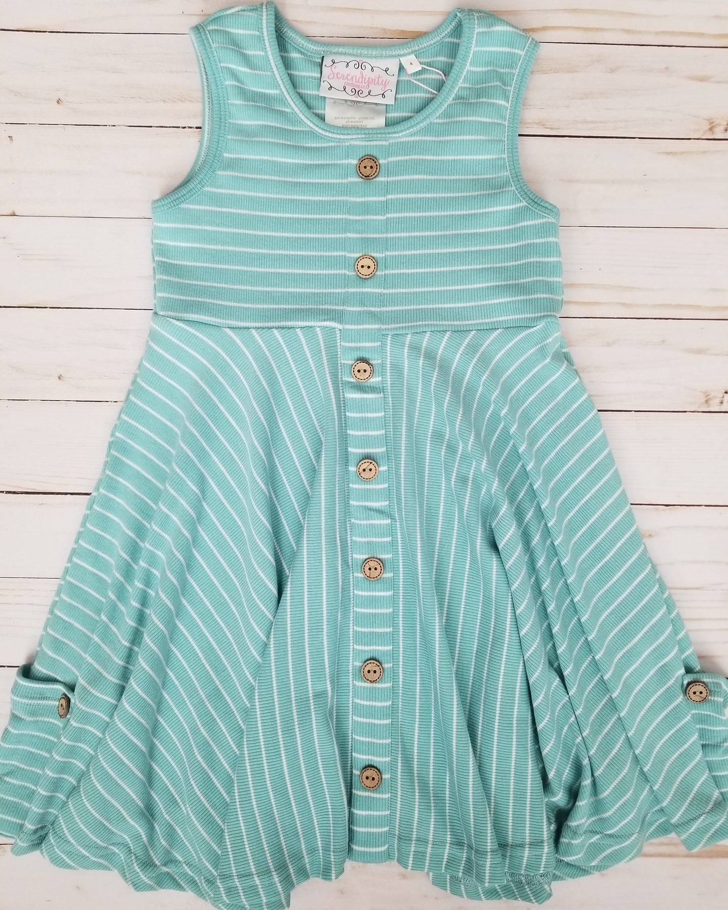 Serendipity Sky Girlie Ribbed Short Sleeve Pocket Dress Style 22-78