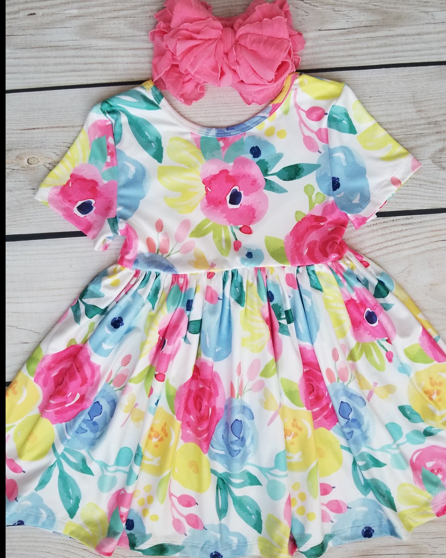 Mila & Rose Rosie Watercolor S/S Twirl Dress