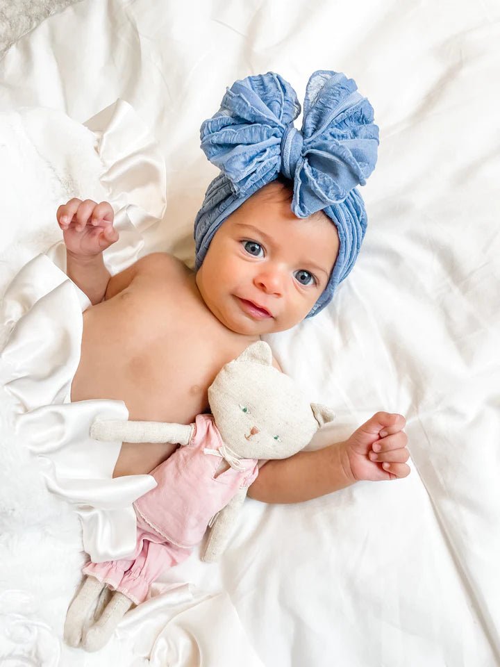 In Awe Couture Denim Ruffled Headband