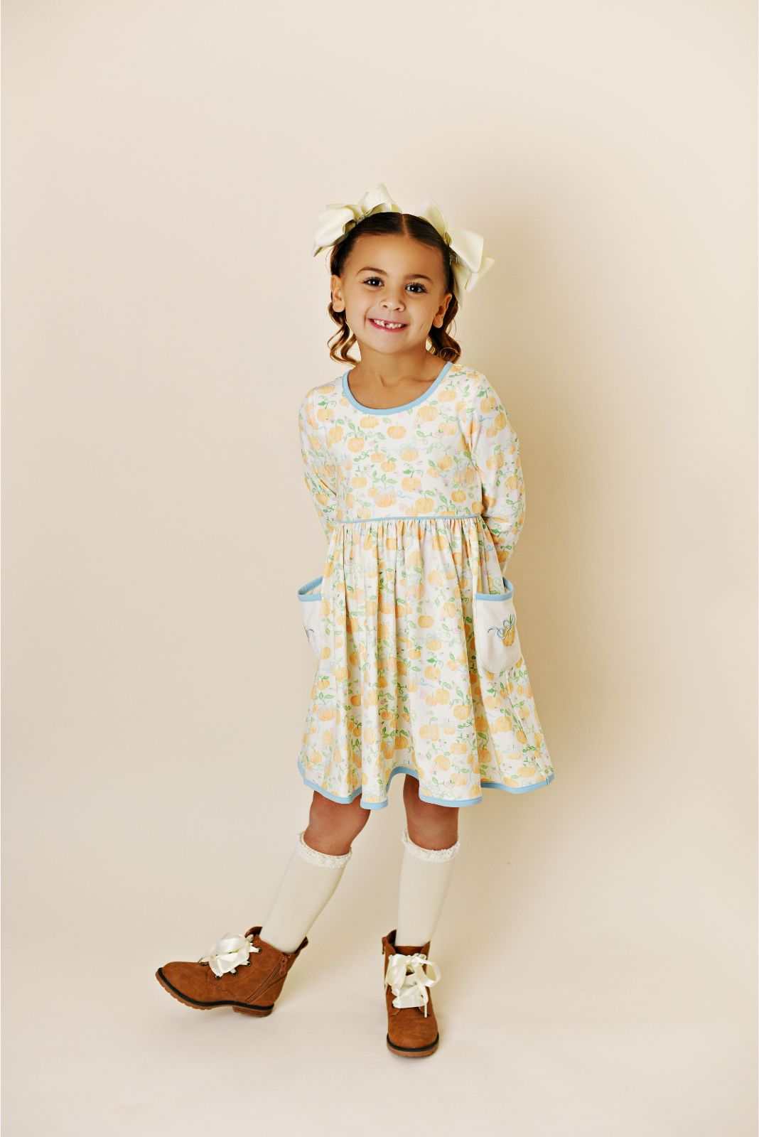 Swoon Baby Fall Bow Pumpkin Embroidery Pocket Dress Style 23-51 12M Swoon Baby Fall Bow Pumpkin Embroidery Pocket Dress Style 23-51 12M