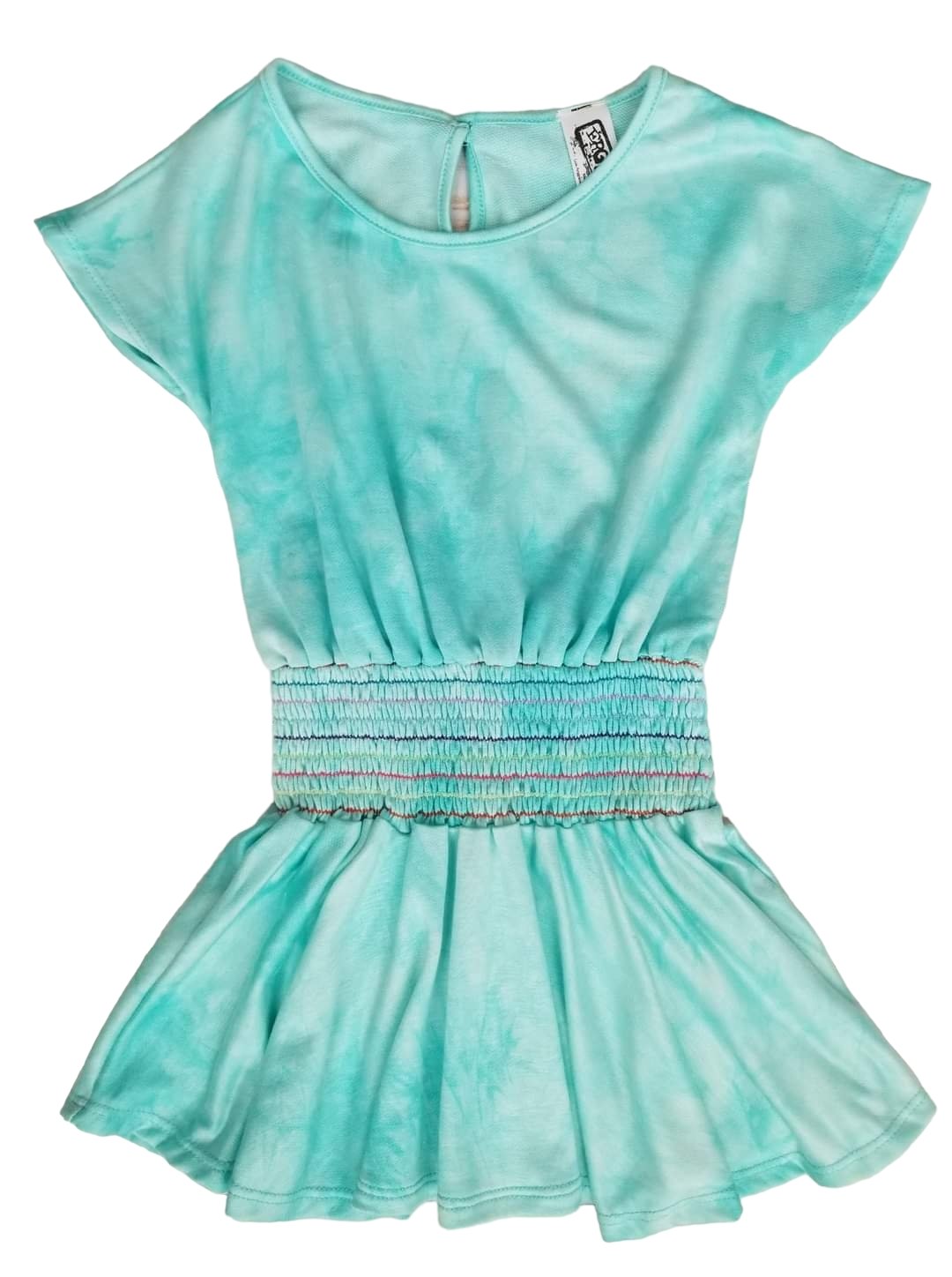 Erge Designs Tie Dyed Shirred Tunic Dress - Seafoam