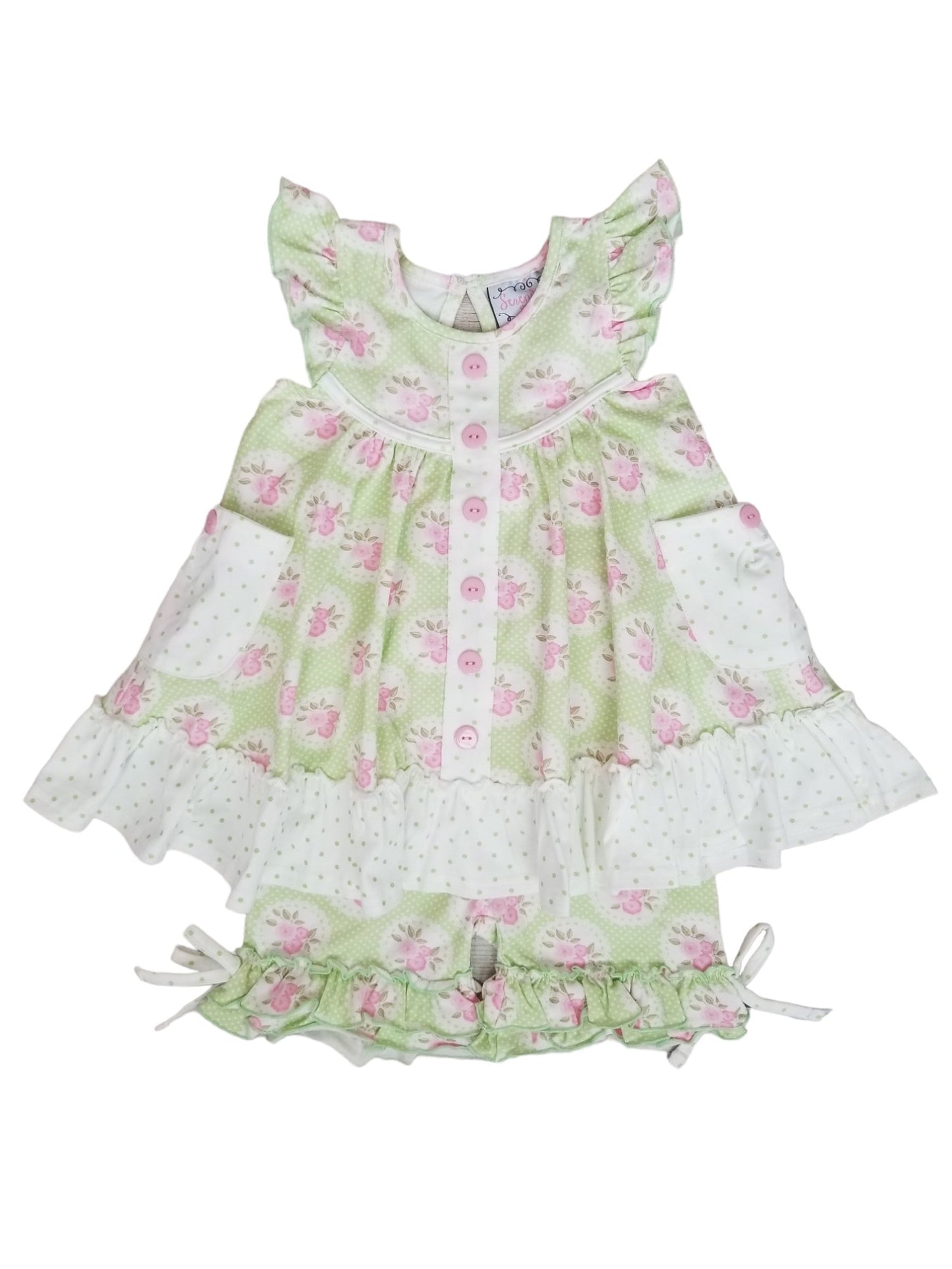 Serendipity Mint Tulip Pocket Tunic with Shorties Style 22-12