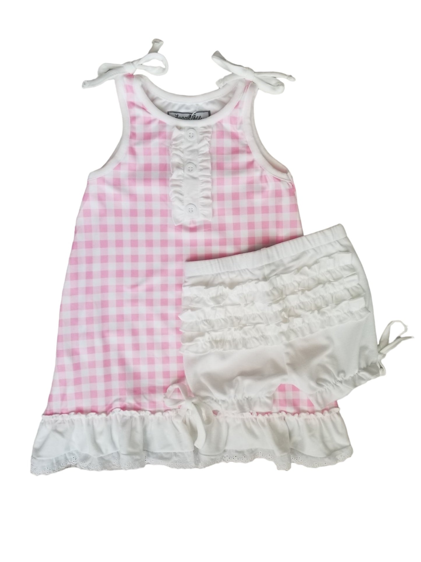 Sugar Bee Blanks Gown with Bloomers - Pink Gingham