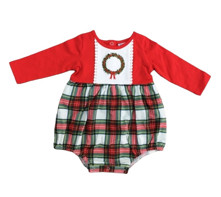 Serendipity Clothing Winter Plaid Wreath Bubble