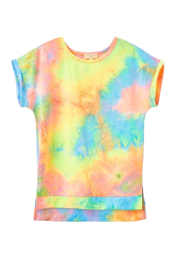 Hayden Girls Neon Tie Dye Banded Knit Top