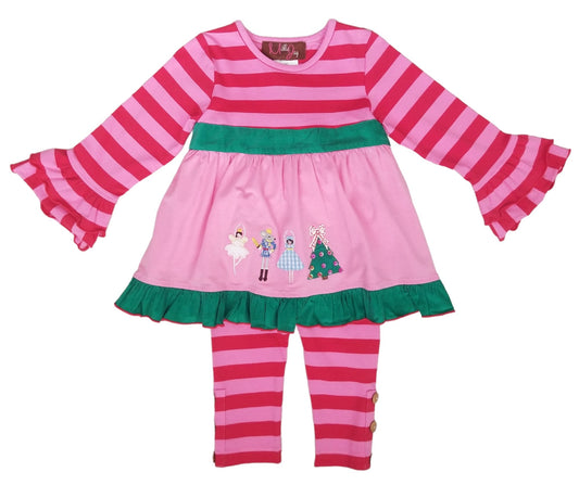 Millie Jay Nutcracker Applique Pink Legging Set
