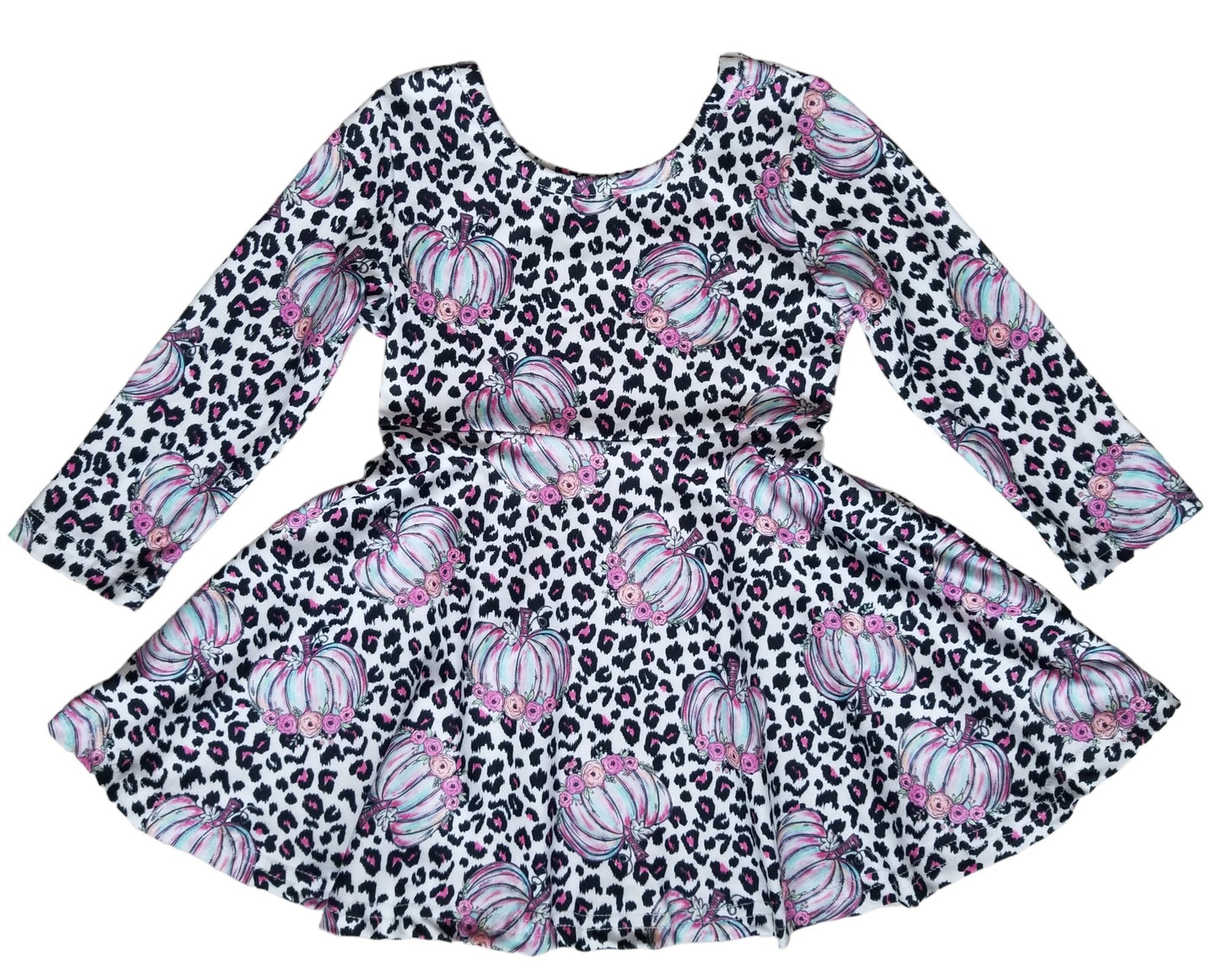 Girls Leopard Pumpkin Twirl Dress