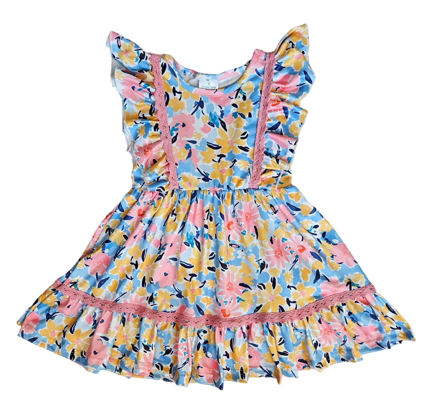 Girls Spring Floral Ruffled Dress