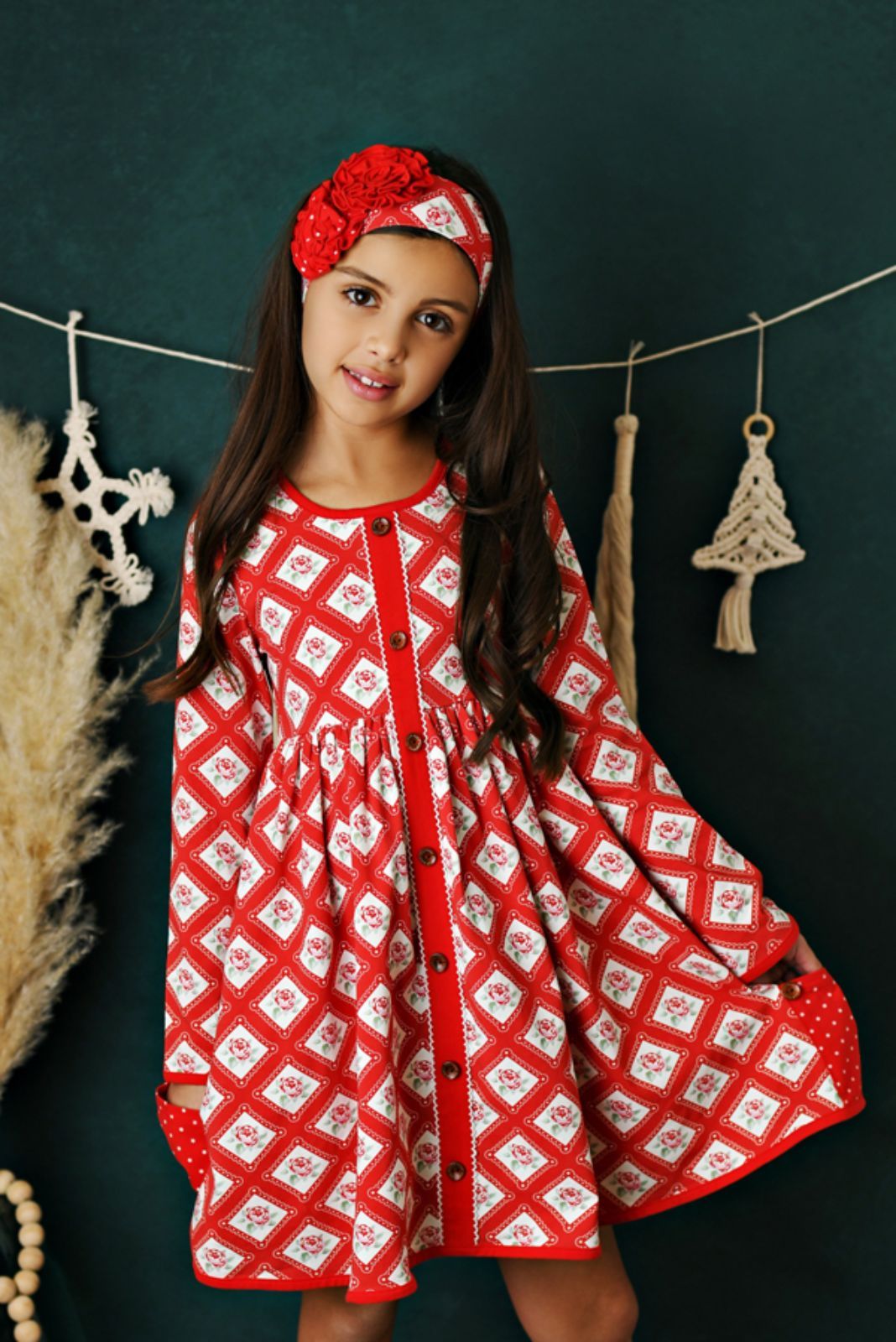 Swoon Baby Winter Floral Prim Pocket Dress Style 21-62